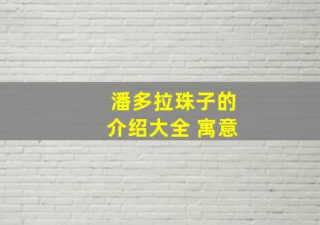 潘多拉珠子的介绍大全 寓意